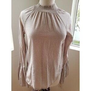 Belle & Sky blouse High Neck Size Small - Long bell Sleeves- Gray